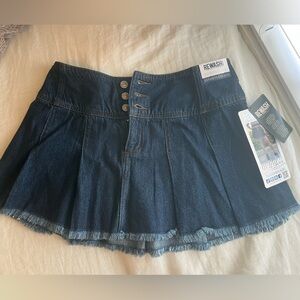Rewash Dark Blue Denim Skirt with Button Accents